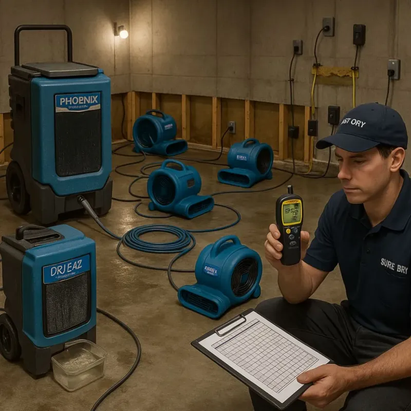 Structural Drying and Dehumidification process in Evergreen, AL